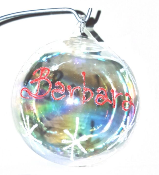 Pallina di Natale in vetro personalizzabile con nome rosso - immagine 3