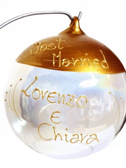 Pallina di Natale in vetro personalizzabile: Just Married