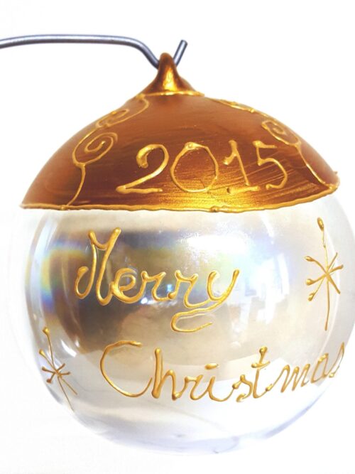 Pallina di Natale in vetro personalizzabile con scritta oro