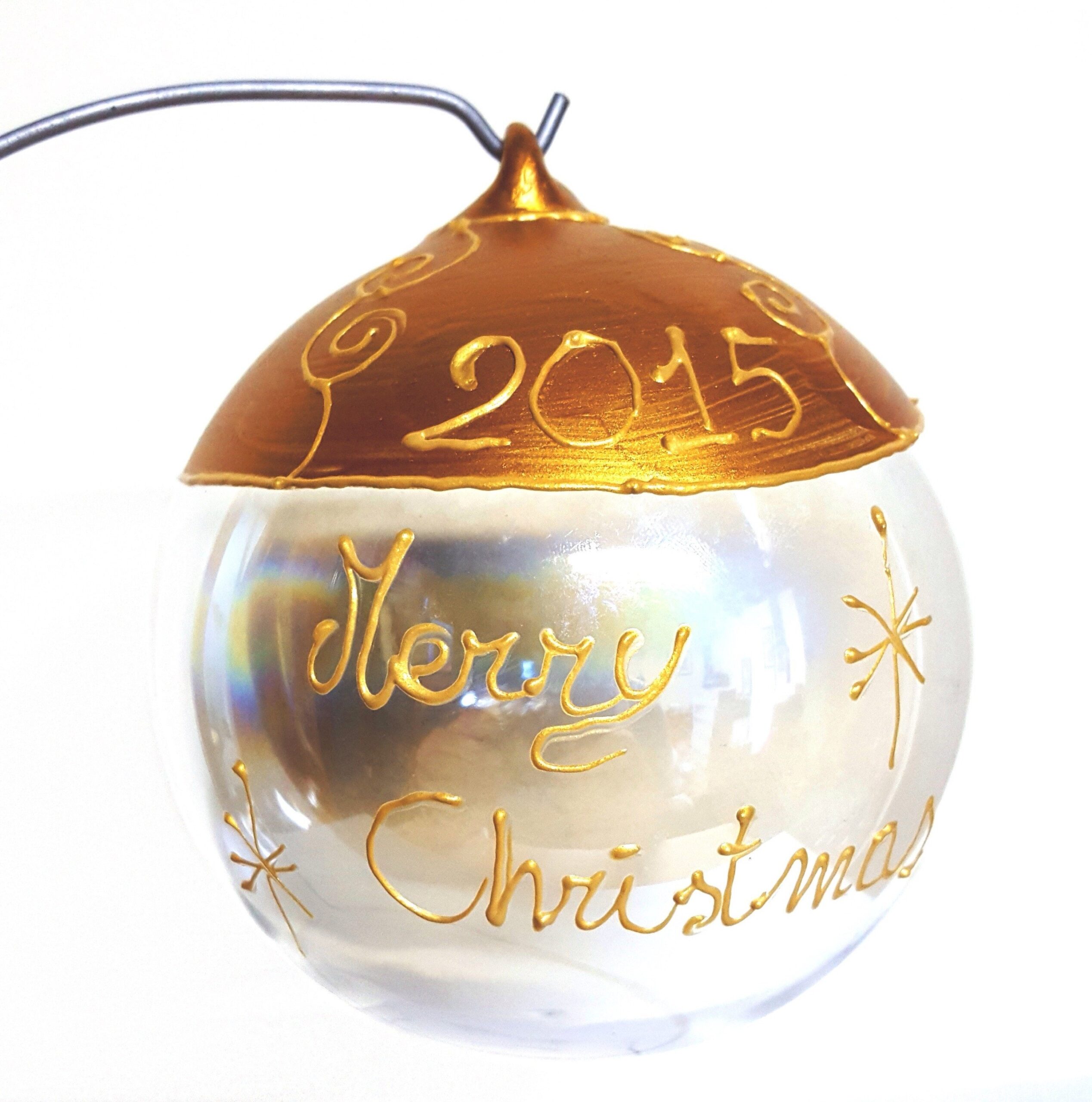 Pallina di Natale in vetro personalizzabile con scritta oro