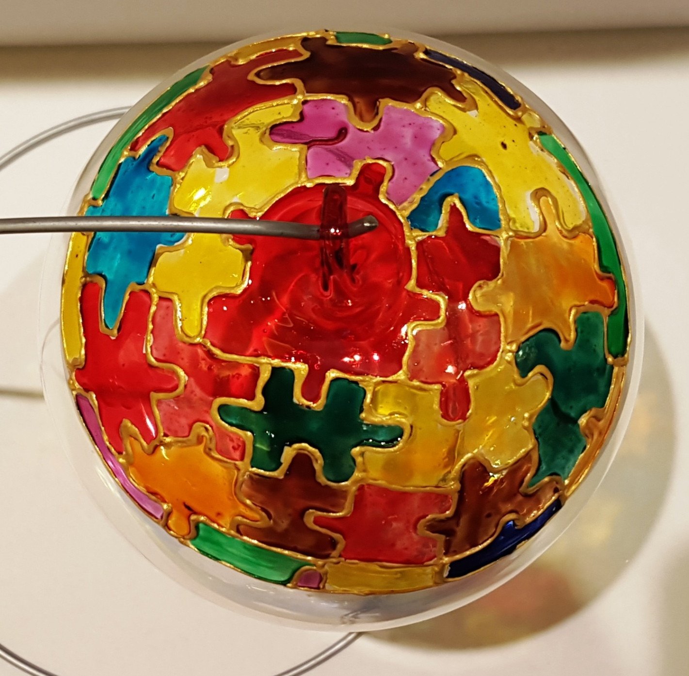 Pallina di Natale in vetro personalizzabile, Puzzle - immagine 2