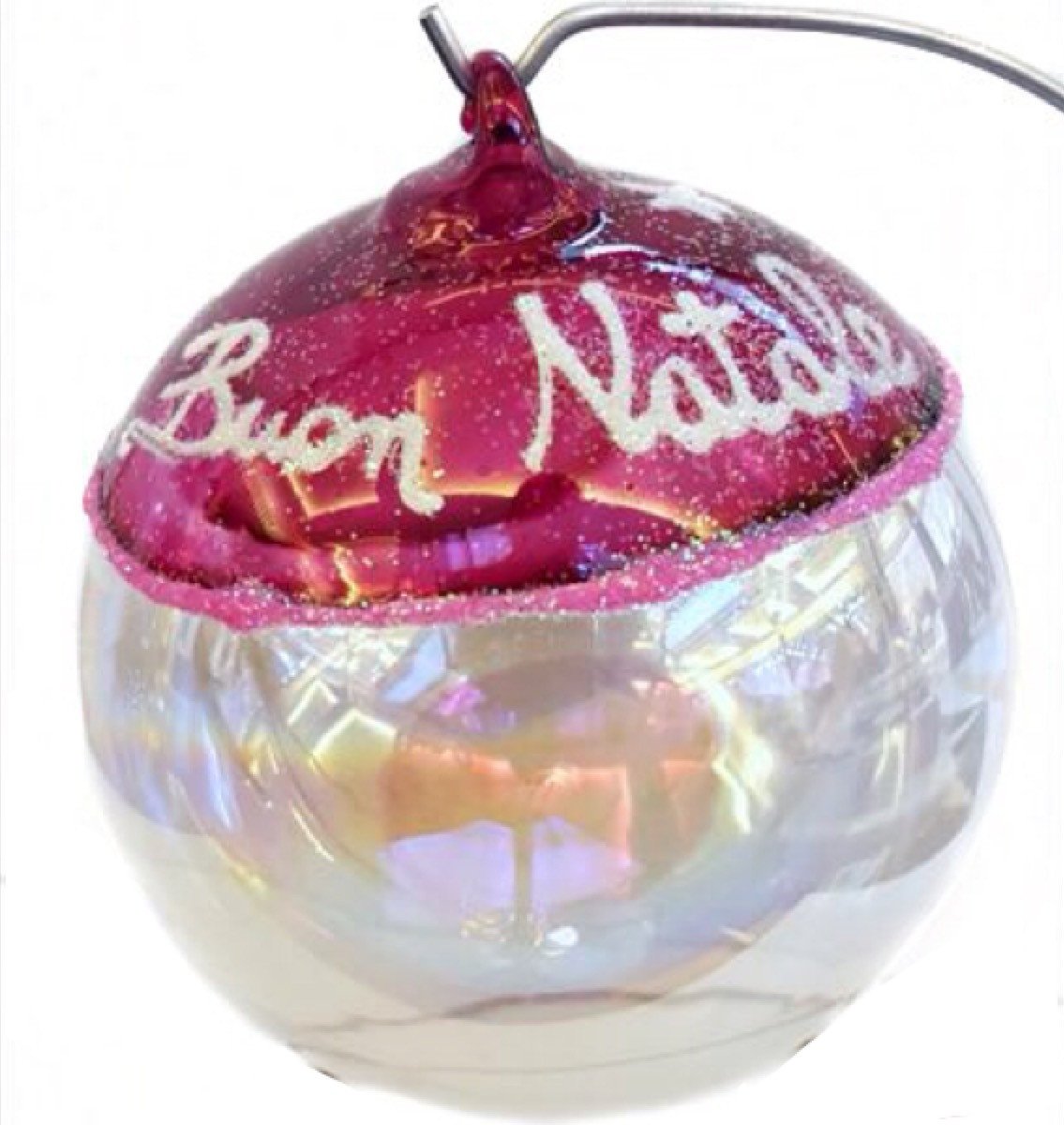 Pallina di Natale in vetro personalizzabile con scritta.