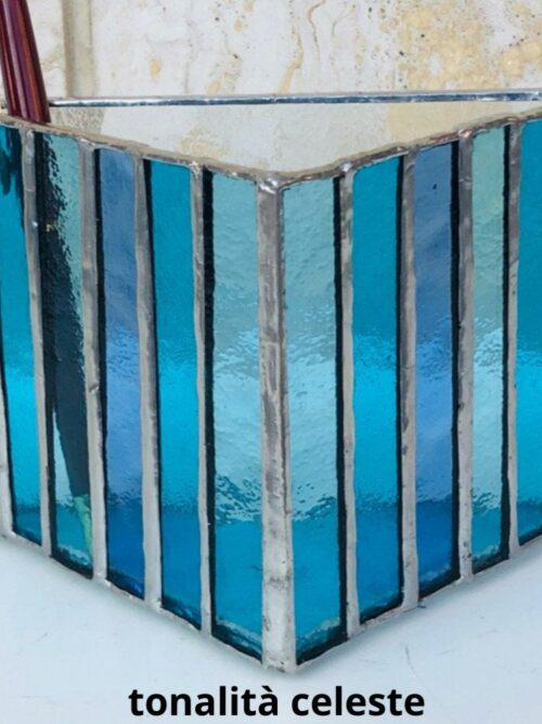 Portapenne moderno in vetro tiffany
