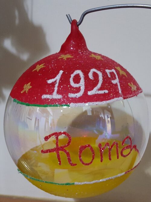 Pallina natalizia in vetro decorata a mano, Roma