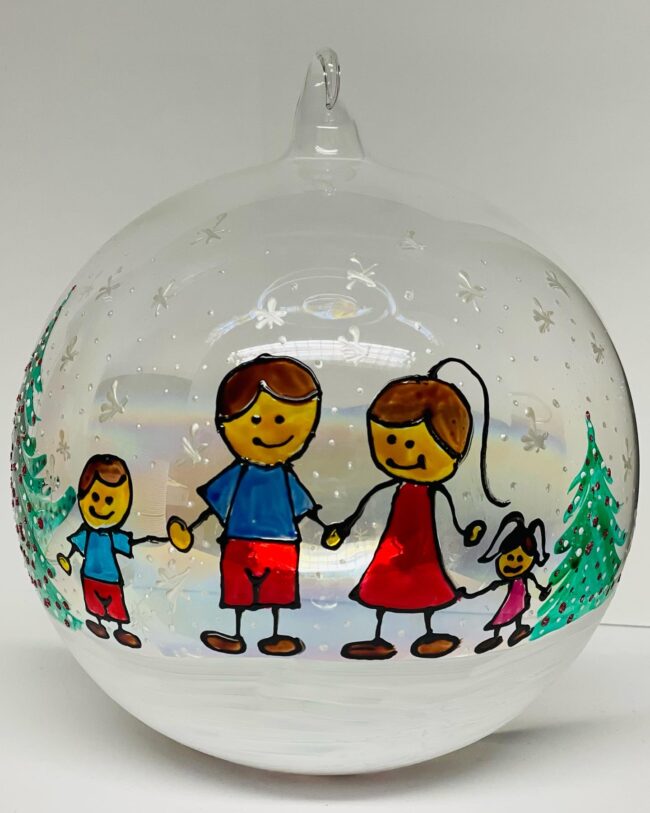 Pallina Natalizia con Famiglia ( 4/5 persone) + personalizzazione. - immagine 2