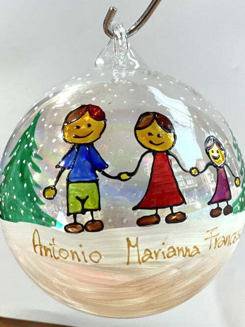 Pallina Natalizia con Famiglia ( 3/4 persone) + personalizzazione.