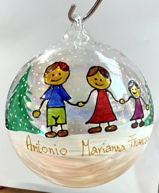 Pallina Natalizia con Famiglia ( 3/4 persone) + personalizzazione.
